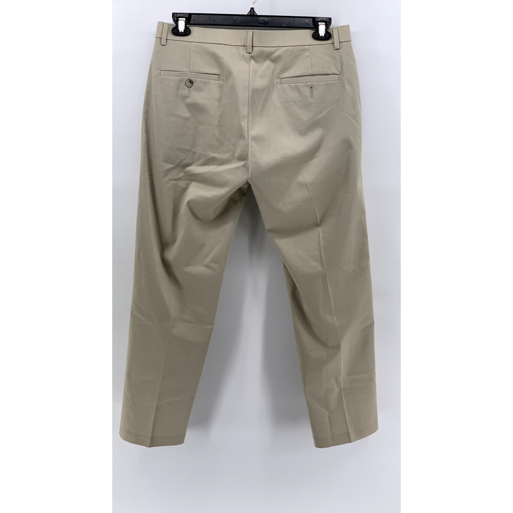 HAGGAR Men's Tan Straight-Fit Flat Front Pants SZ 34X29