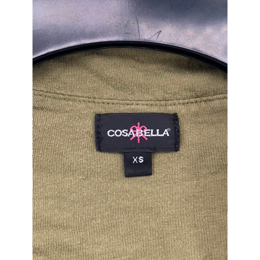COSABELLA Women's Olive Green Relaxed-Fit Button-Up Long Sleeve Pajama Top SZ XS
