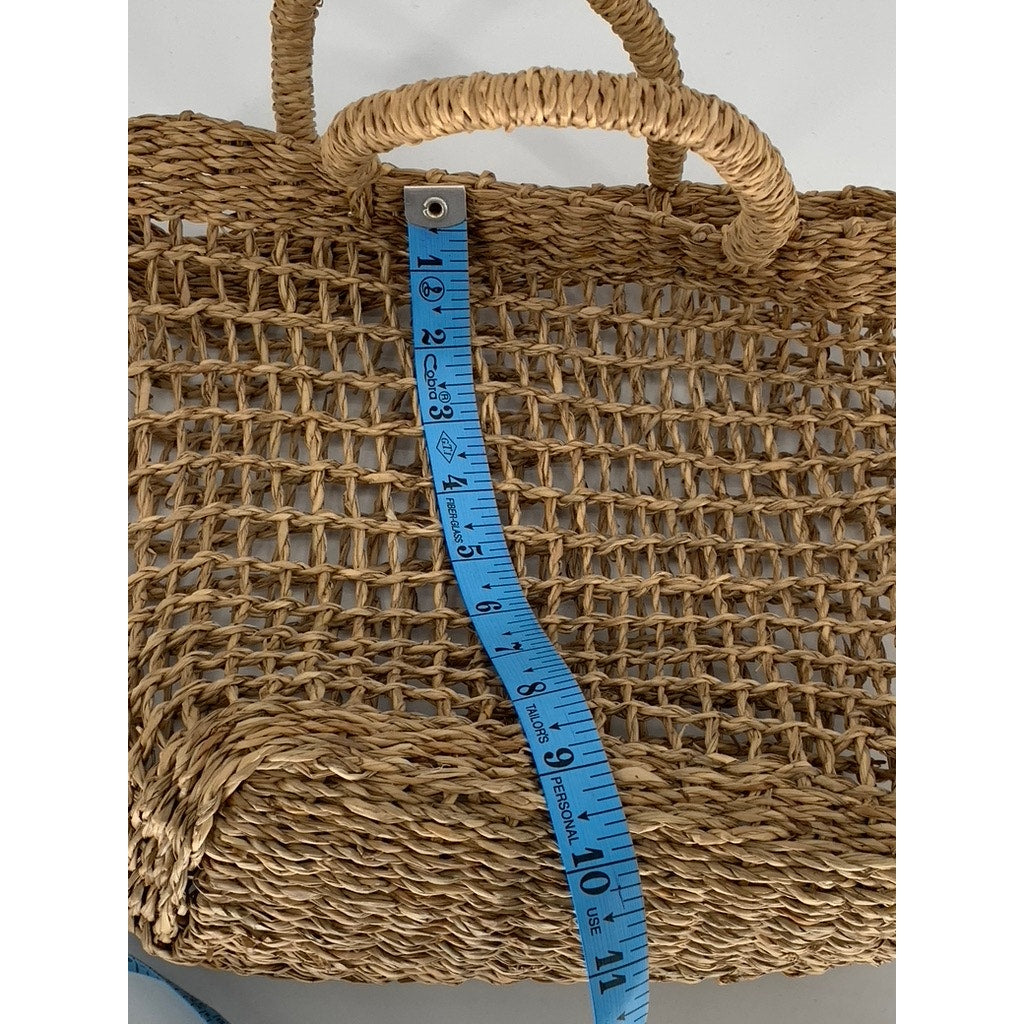 UNBRANDED Women's Tan Straw Woven Open Tote SZ OS