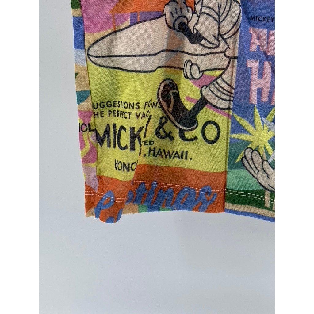 ZARA Men's Disney Mickey Mouse Comic Graphic Short Sleeve Button-Up Shirt SZ M
