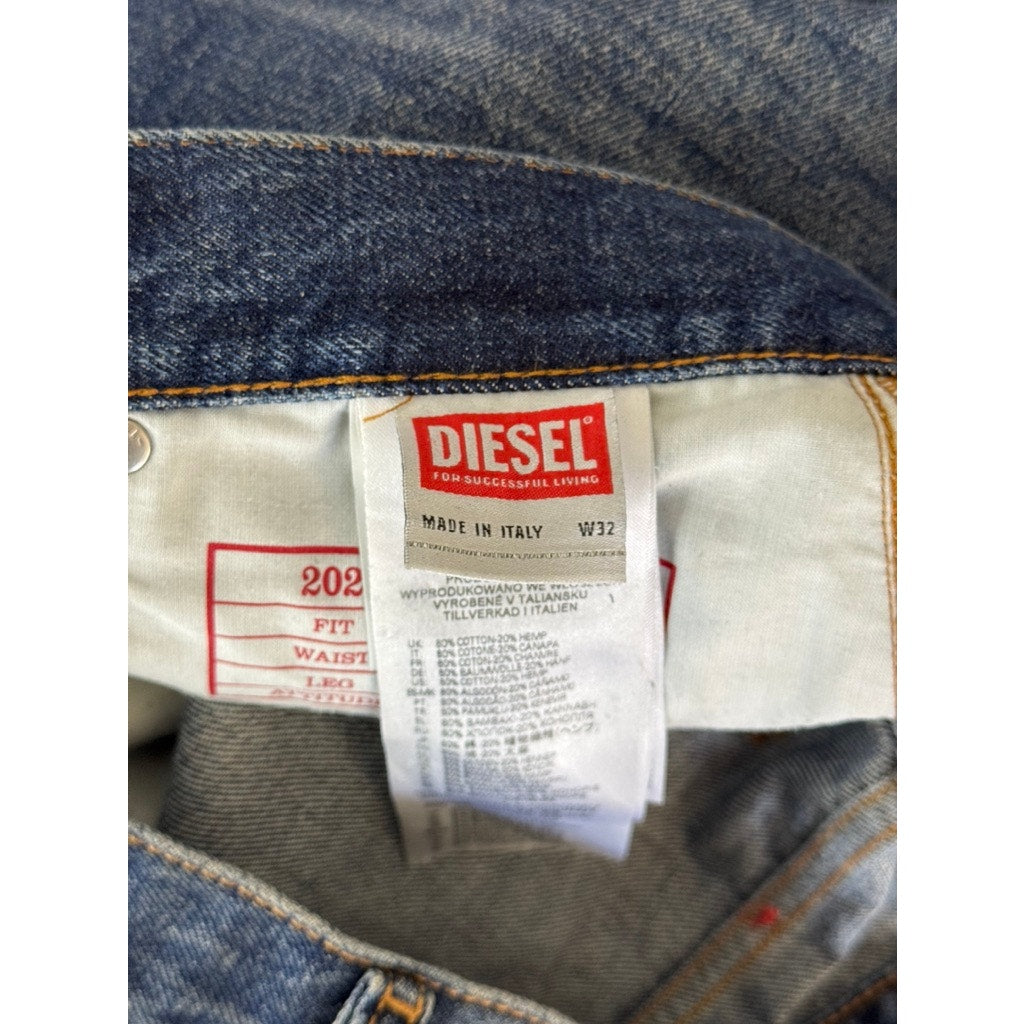 DIESEL 2020 D-Biker Men's Blue Denim Straight Relaxed Fit Jeans SZ 32x32