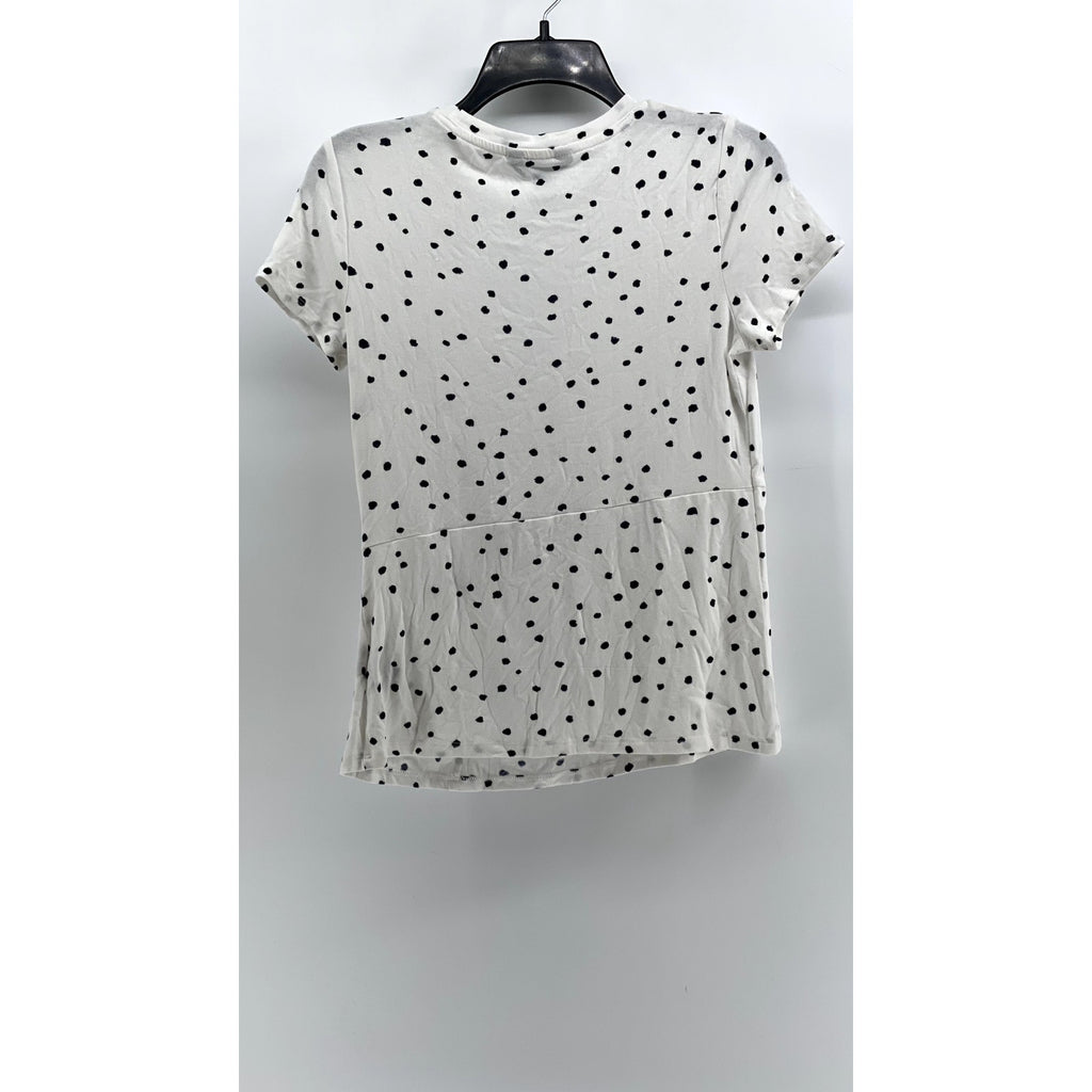 SIMPLY VERA VERA WANG Women's White-Black Polka Dot Twist Front Top SZ S