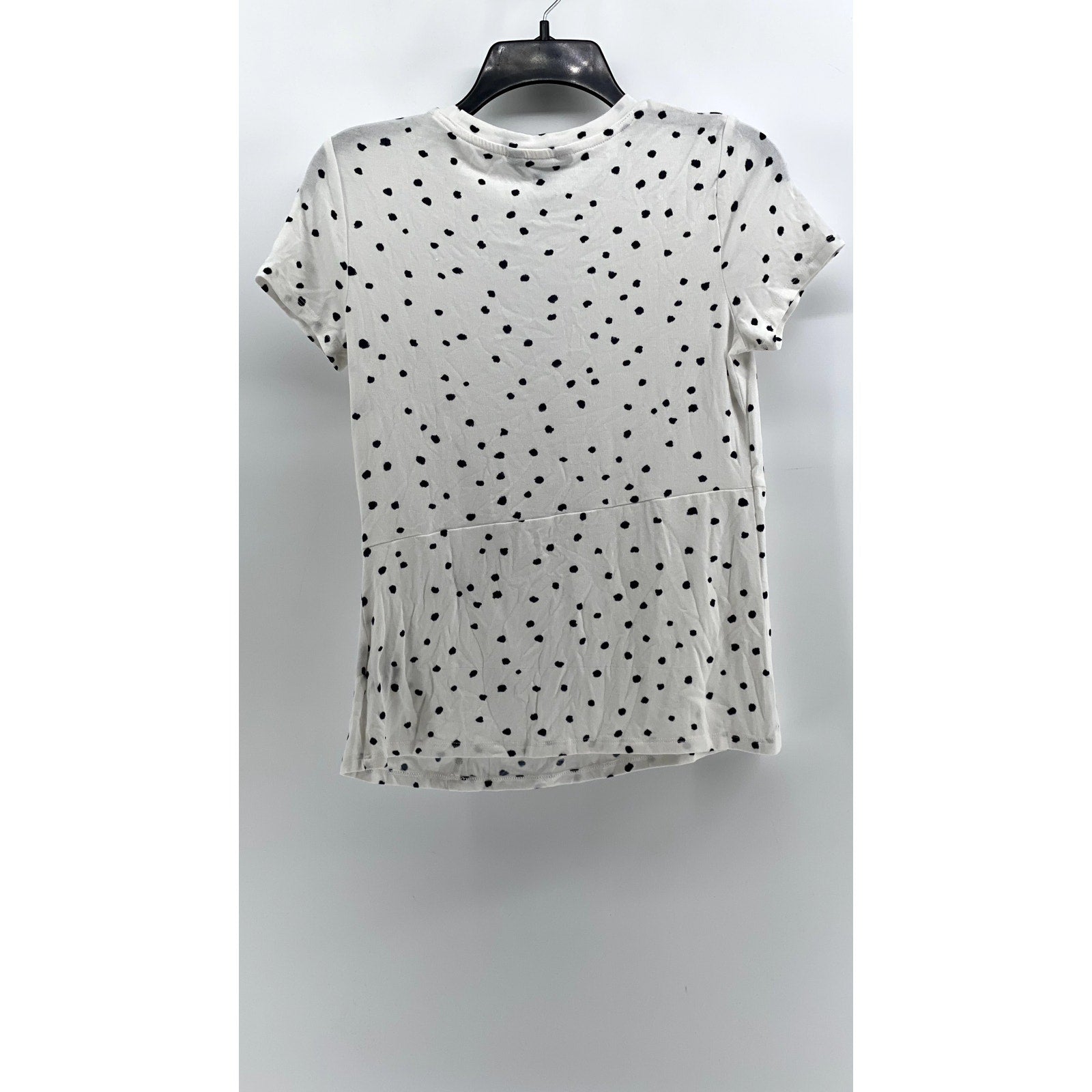 SIMPLY VERA VERA WANG Women's White-Black Polka Dot Twist Front Top SZ S