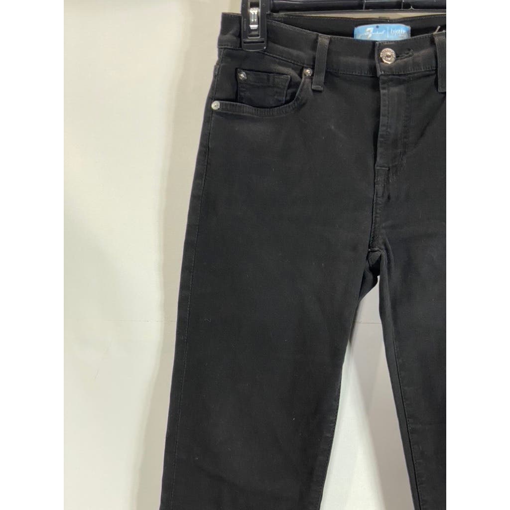 7 FOR ALL MANKIND Women's Solid Black Mid-Rise Bootcut Denim Jeans SZ 27