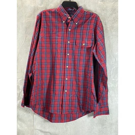 GANT Men's Red Hunt Plaid Vintage Button-Up Long Sleeve Shirt SZ L