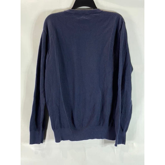 J.CREW Men's Navy Cotton Knit Crewneck Pullover Long Sleeve Sweater SZ L