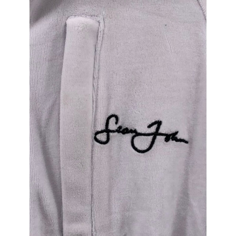 SEAN JOHN Men’s White Velour Embroidered Logo Full-Zip Track Jacket SZ S