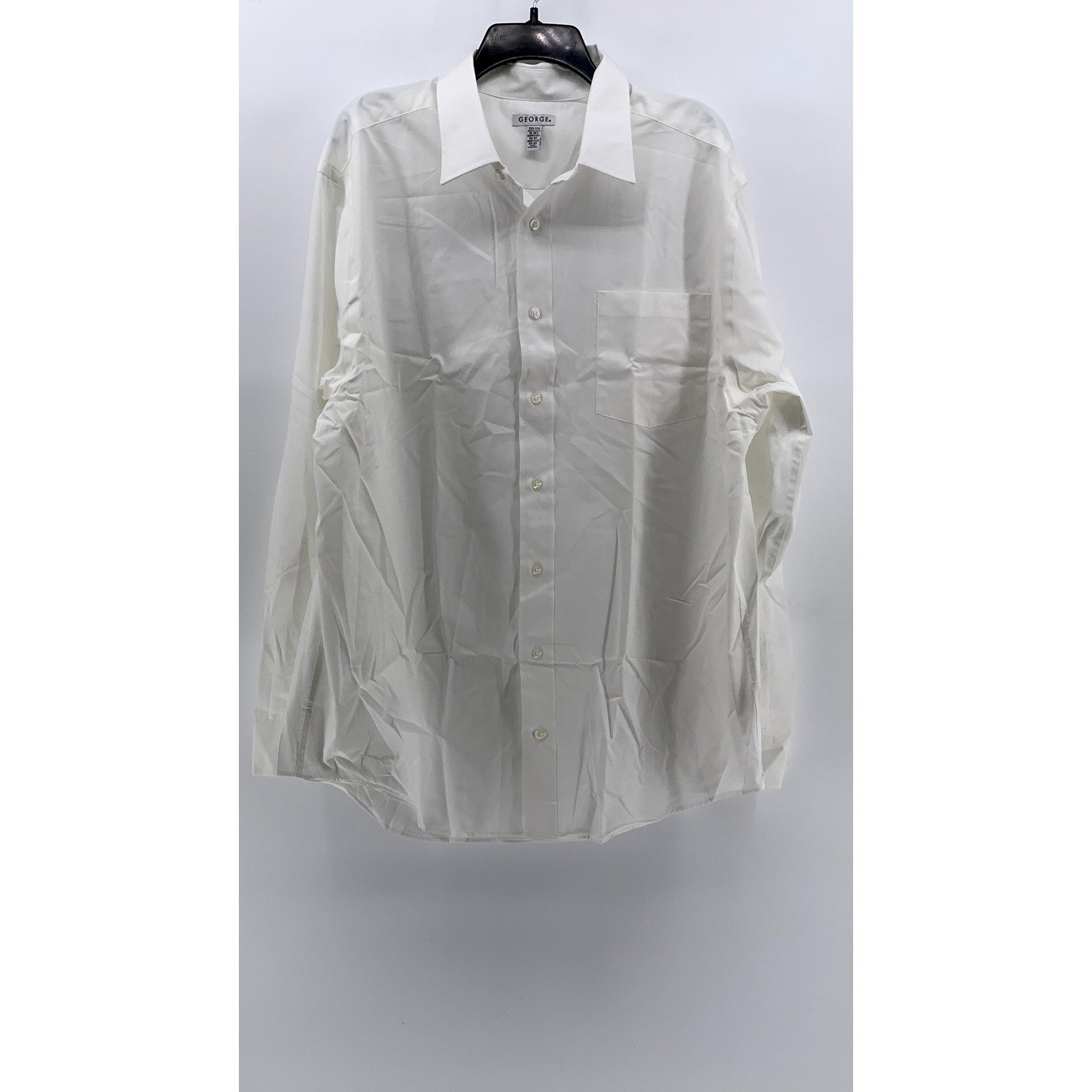 GEORGE Men's White Button-Up Long Sleeve Shirt SZ 2XL