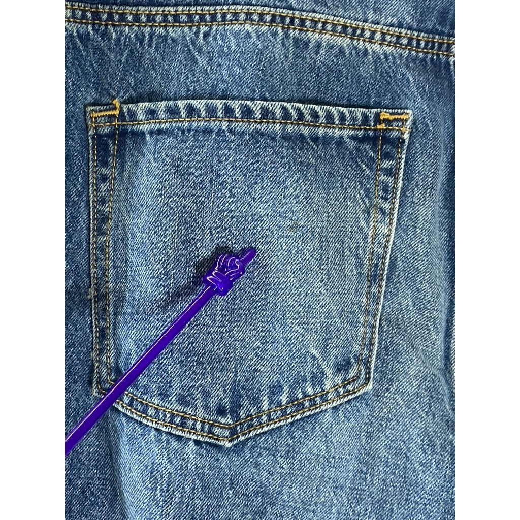 GAP Women's Blue Vintage High-Rise Destructed Denim Button-Fly Jean SZ 16/33