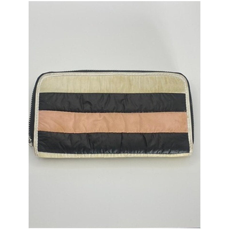 SONIA RYKIEL Women's Beige/Pink/Black Striped Zip-Up Wallet