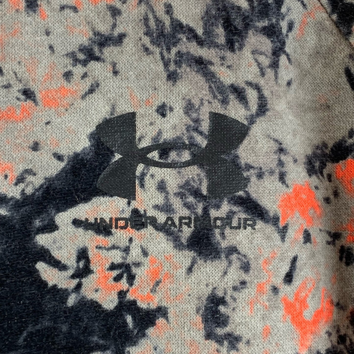 UNDER ARMOUR Men's Gray/Black/Orange UA Rival Cloud Fleece Loose Hoodie SZ M