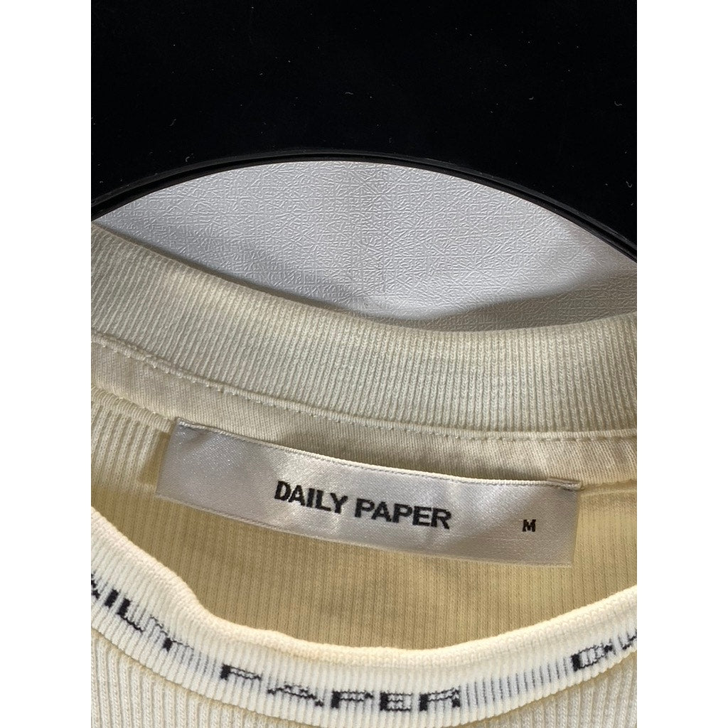 DAILY PAPER Women's Beige Ribbed Erib Crewneck Sleeveless Mini Dress SZ M