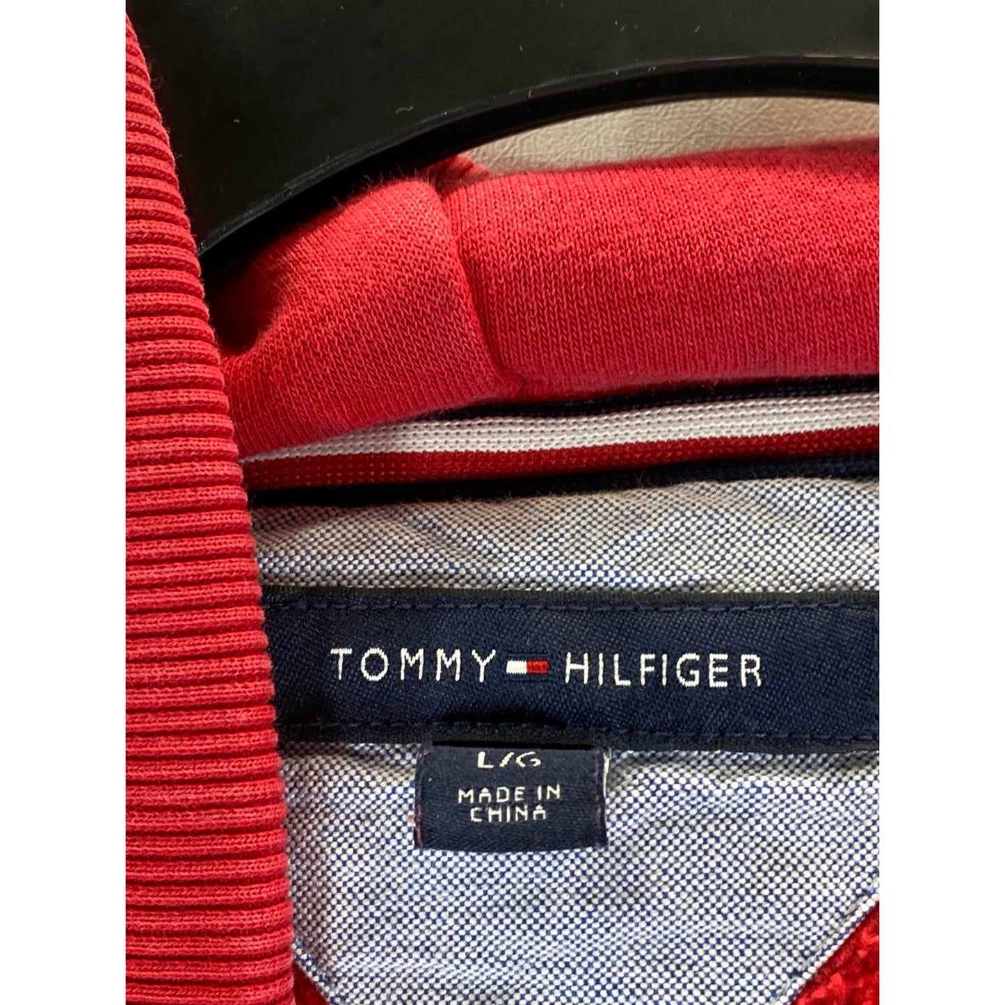 TOMMY HILFIGER Men's Primary Red Logo Regular-Fit Pullover Drawstring Hoodie SZL