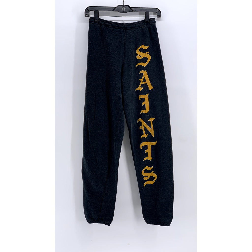 BASSETT WALKER Women's Vintage Washed Black Saints Printed Sweatpants SZ S