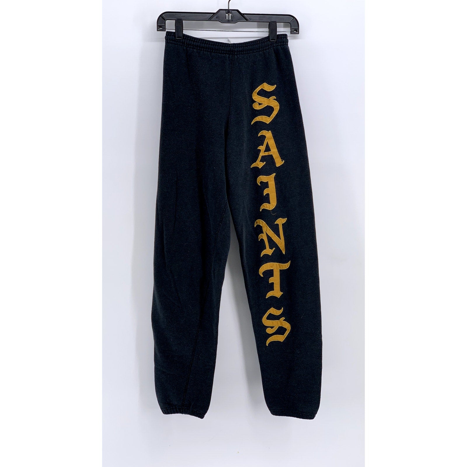 BASSETT WALKER Women's Vintage Washed Black Saints Printed Sweatpants SZ S