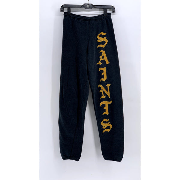 BASSETT WALKER Women's Vintage Washed Black Saints Printed Sweatpants SZ S