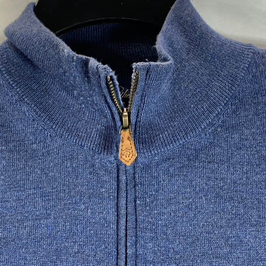 BROOKS BROTHERS Men's Blue Quarter-Zip Saxxon Wool Pullover Sweater SZ XL