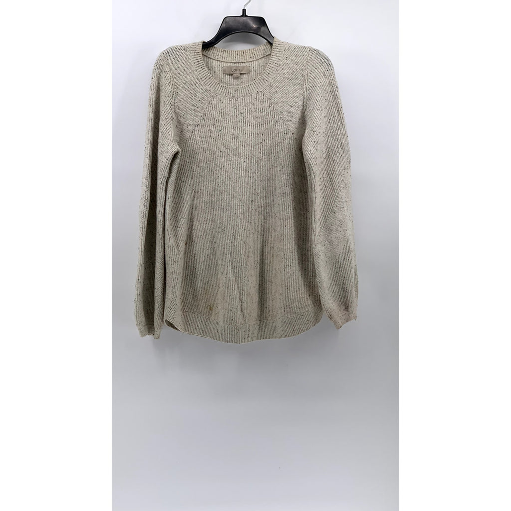 LOFT Women's Beige Speckle Knit Crewneck Long Sleeve Pullover Sweater SZ M