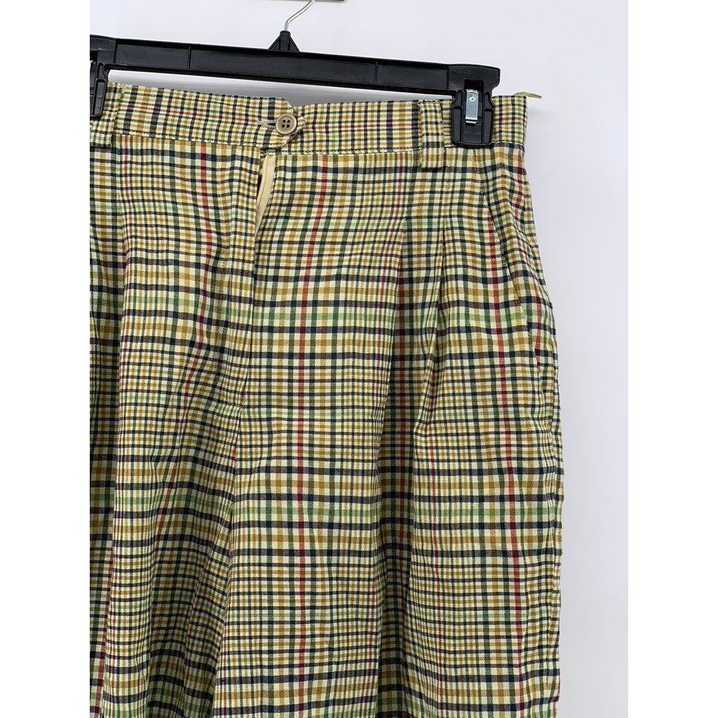HIRSCH Women's Vintage Yellow Plaid 80's High-Rise Loose-Fit Shorts SZ 6