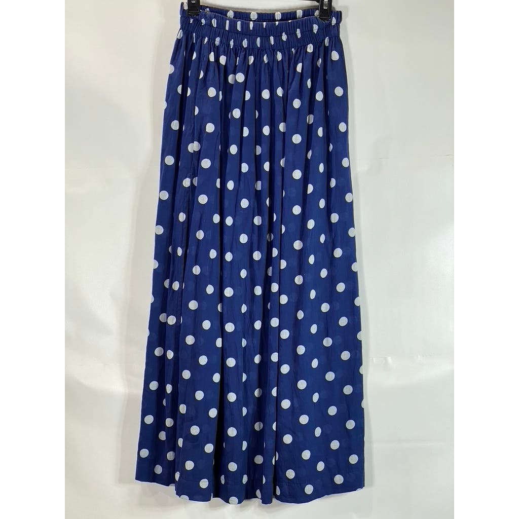 MIKOH Women's Delia Navy Polka Dot Maxi High Slit Elastic Waist Skirt SZ 2