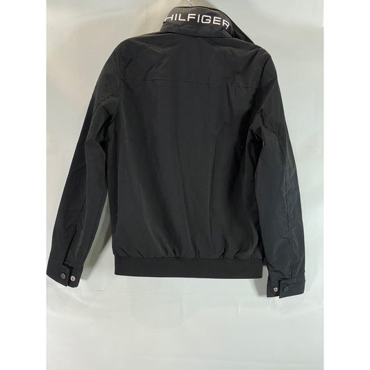 TOMMY HILFIGER Men's Black Solid Yacht Zip-Up Packable Hood Jacket SZ XS