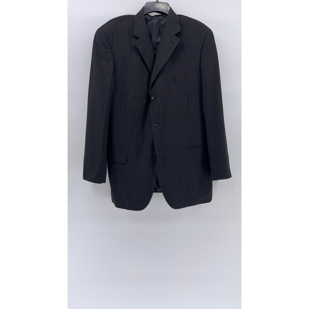PAOLO GIARDINI Men's Black Pinstripe 3-Button Notch Collar Blazer SZ 40R