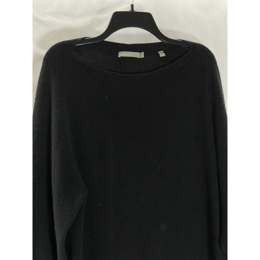 VINCE. Women's Black Solid Wool-Cashmere Boatneck Pullover Sweater SZ L