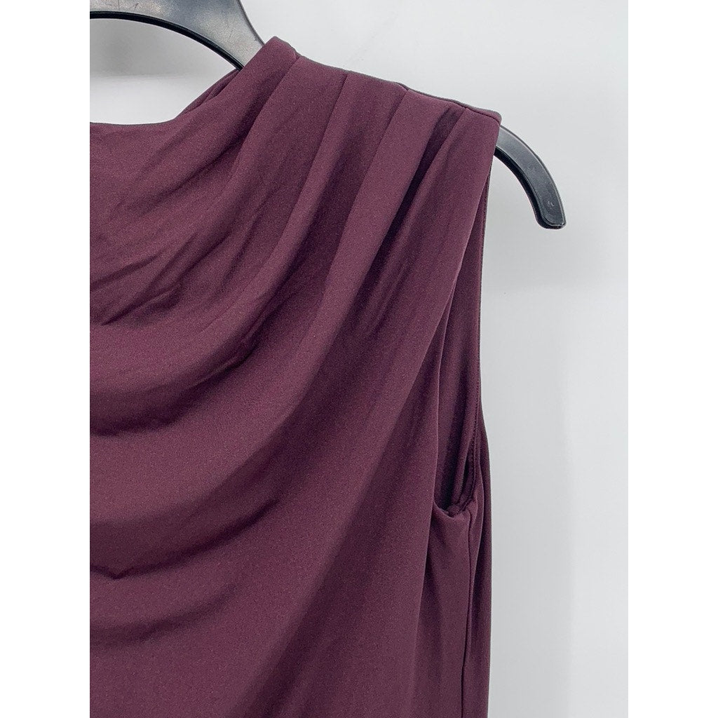 DIIVDED By H&M Women's Wine Ruched Mock-Neck Sleeveless Bodycon Maxi Dress SZ M