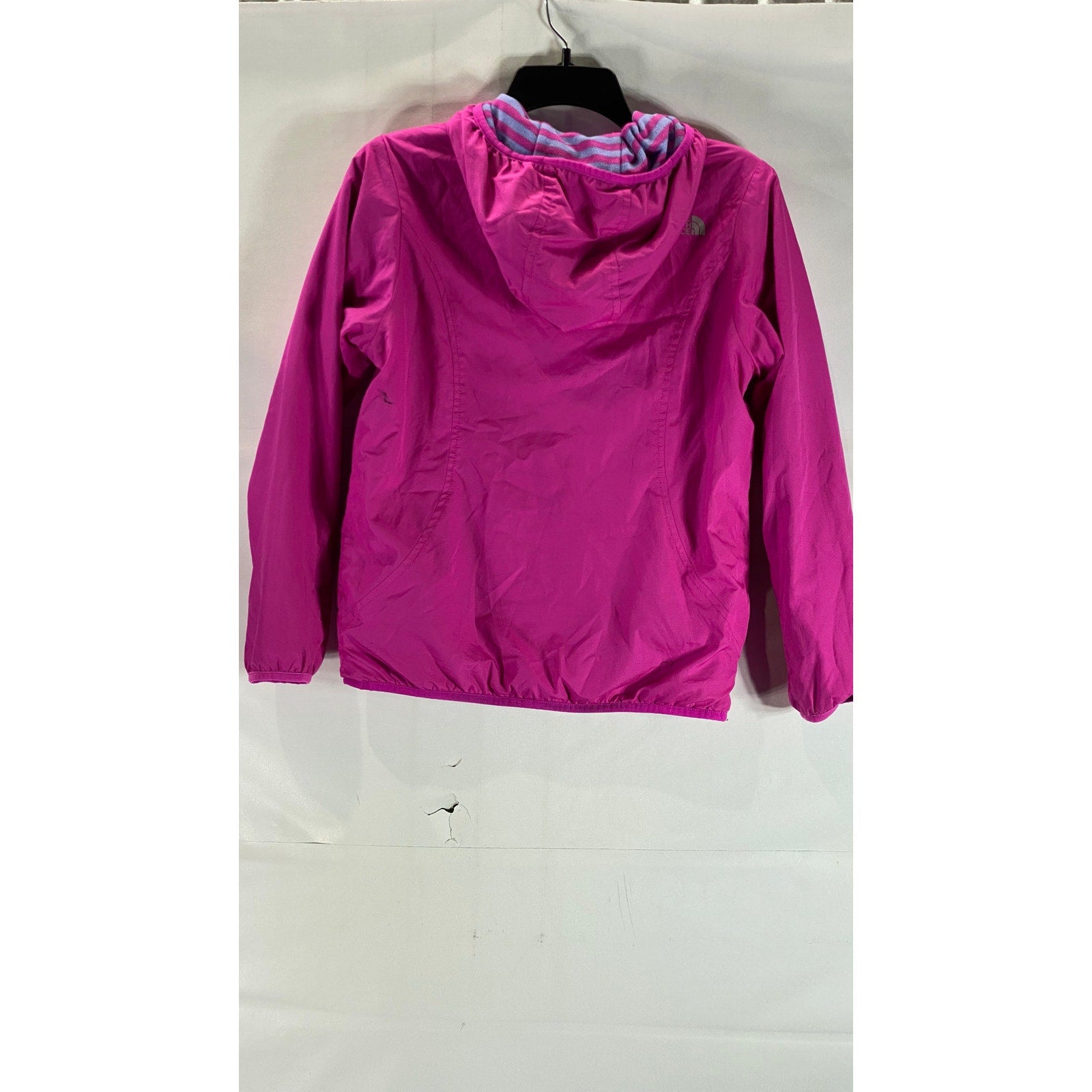 THE NORTH FACE Girl's Pink/Purple Striped Fleece Reversible Jacket SZ L(14-16)
