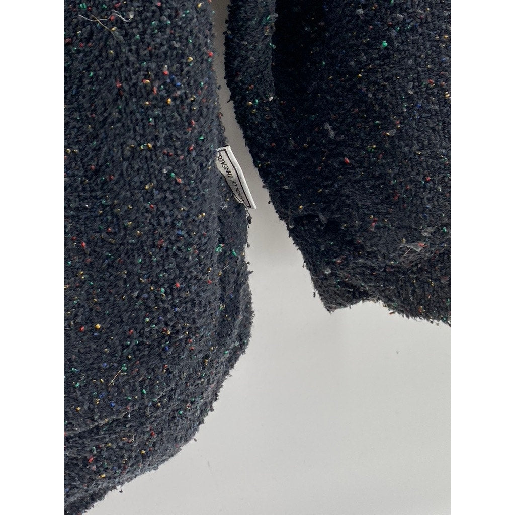 WOOLLY THREADS Men's Black-Multicolor Speckle Yale Logo Crewneck Sweater SZ M