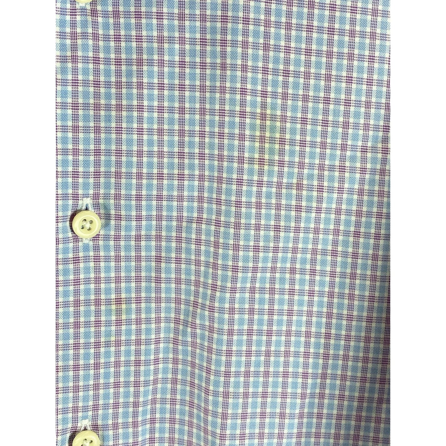 DAVID DONAHUE Men's Pink/Blue Gingham Button-Up Long Sleeve Shirt SZ 16.5 34/35