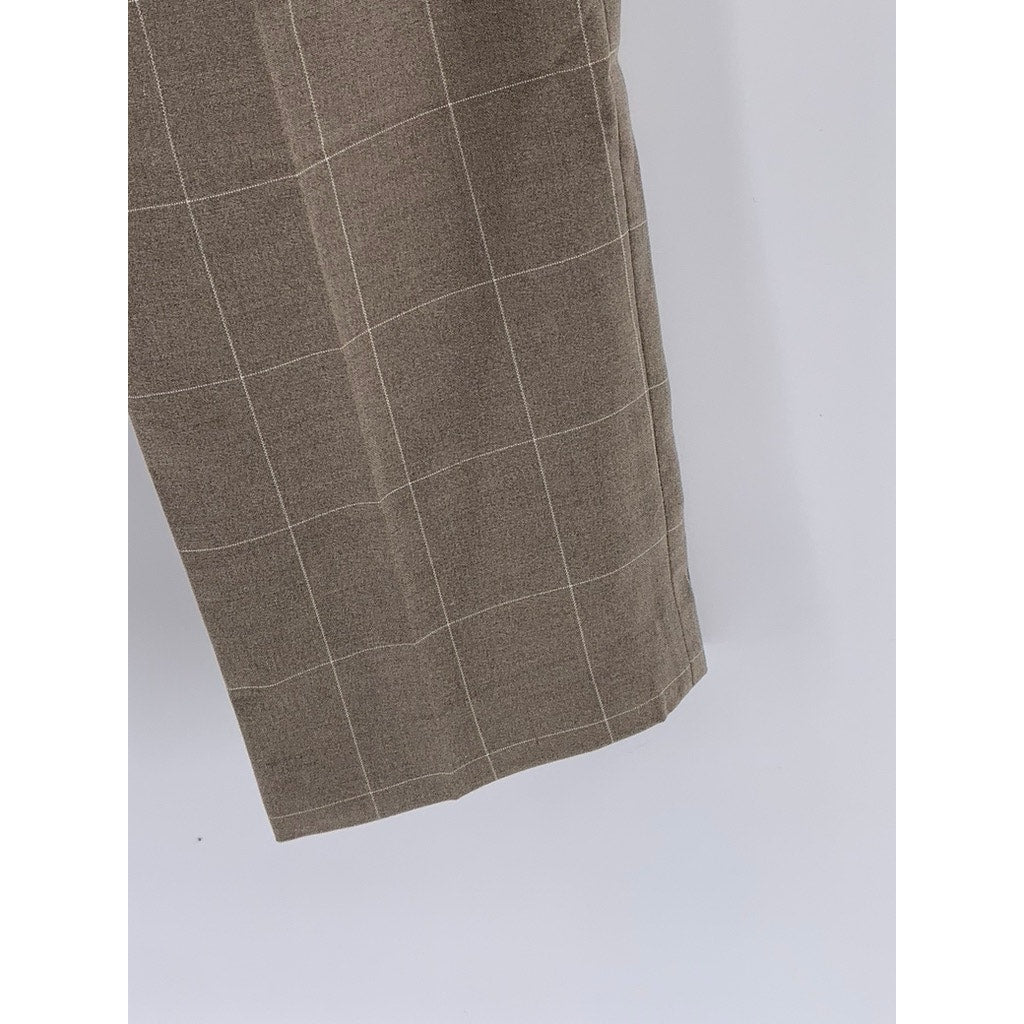 H&M Men's Tan Windowpane Grid Slim-Fit Pants SZ 34