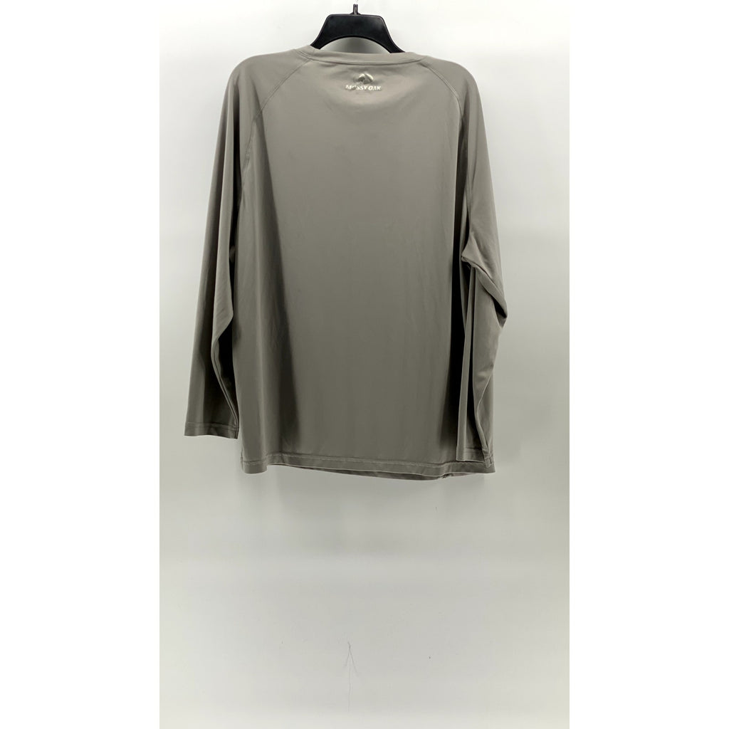 MOSSY OAK Men's Light Gray Crewneck Long Sleeve Logo Active T-Shirt SZ XL