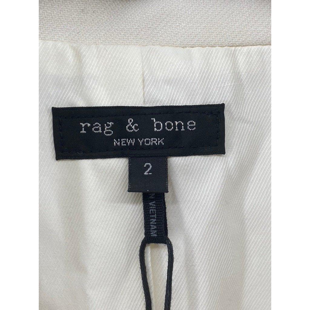RAG & BONE Women's Beige Virgin Wool-Blend Notch Collar Long Sleeve Blazer SZ 2