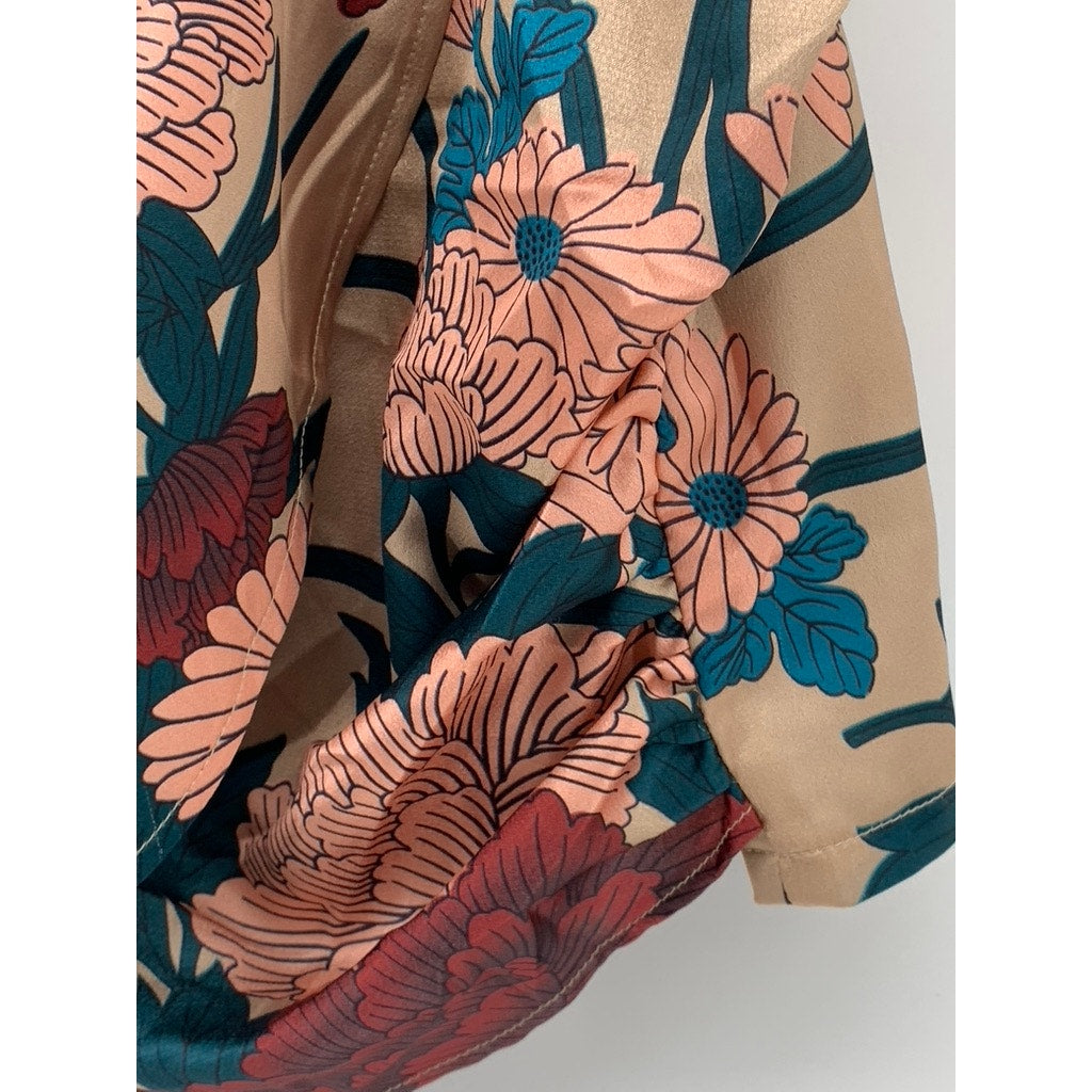 PRETTYLITTLETHING Women's Beige-Multi Floral Mini Skirt SZ 14