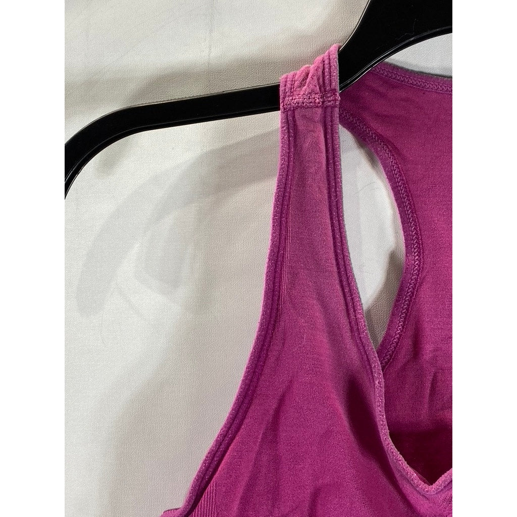 WOMEN'S Fuchsia Solid Breathable Racerback Sports Bra SZ S