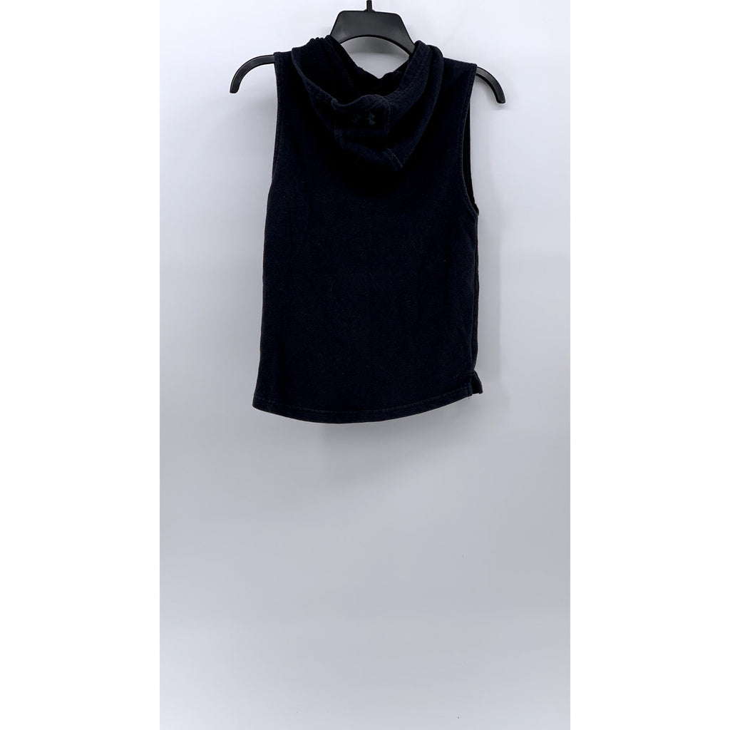UNDER ARMOUR Kids' Washed Black Graphic Sleeveless Active Hooded Vest SZ Y-M