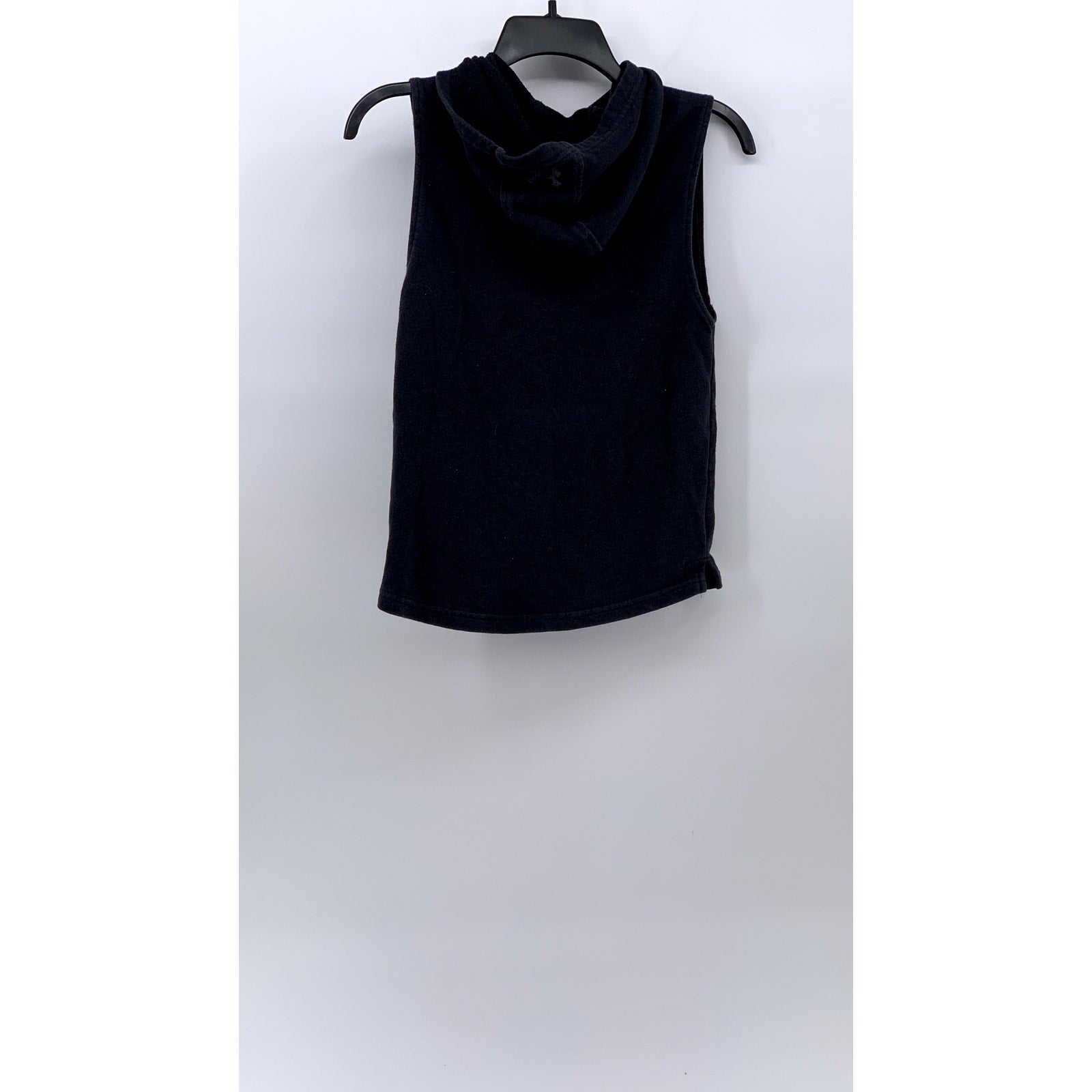 UNDER ARMOUR Kids' Washed Black Graphic Sleeveless Active Hooded Vest SZ Y-M