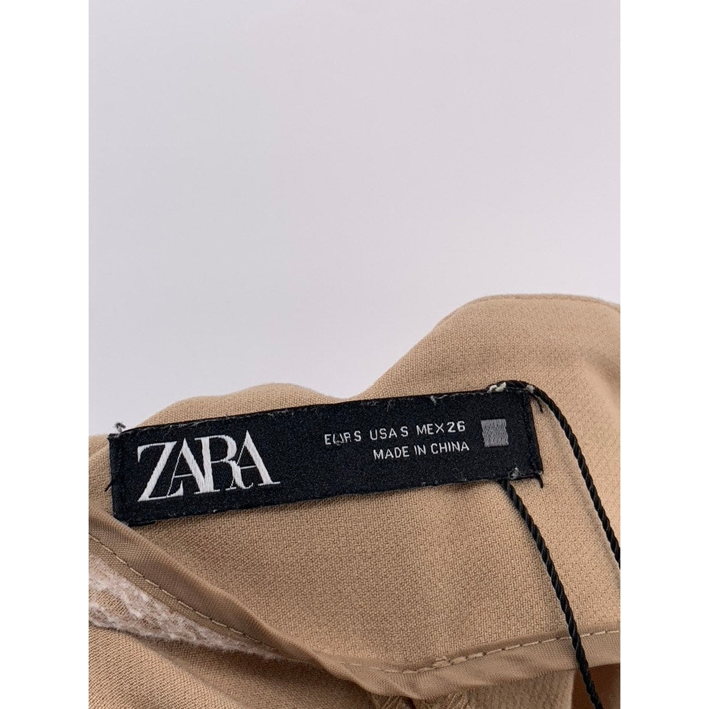 ZARA Women's Tan Slim-Leg High-Rise Pants SZ S