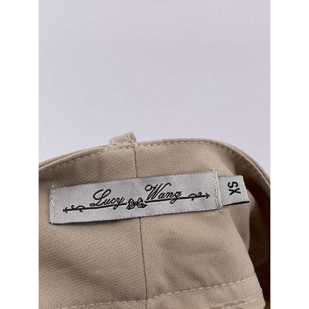 LUCY WANG Women's Beige Solid High-Rise Slim-Leg Pant SZ XS