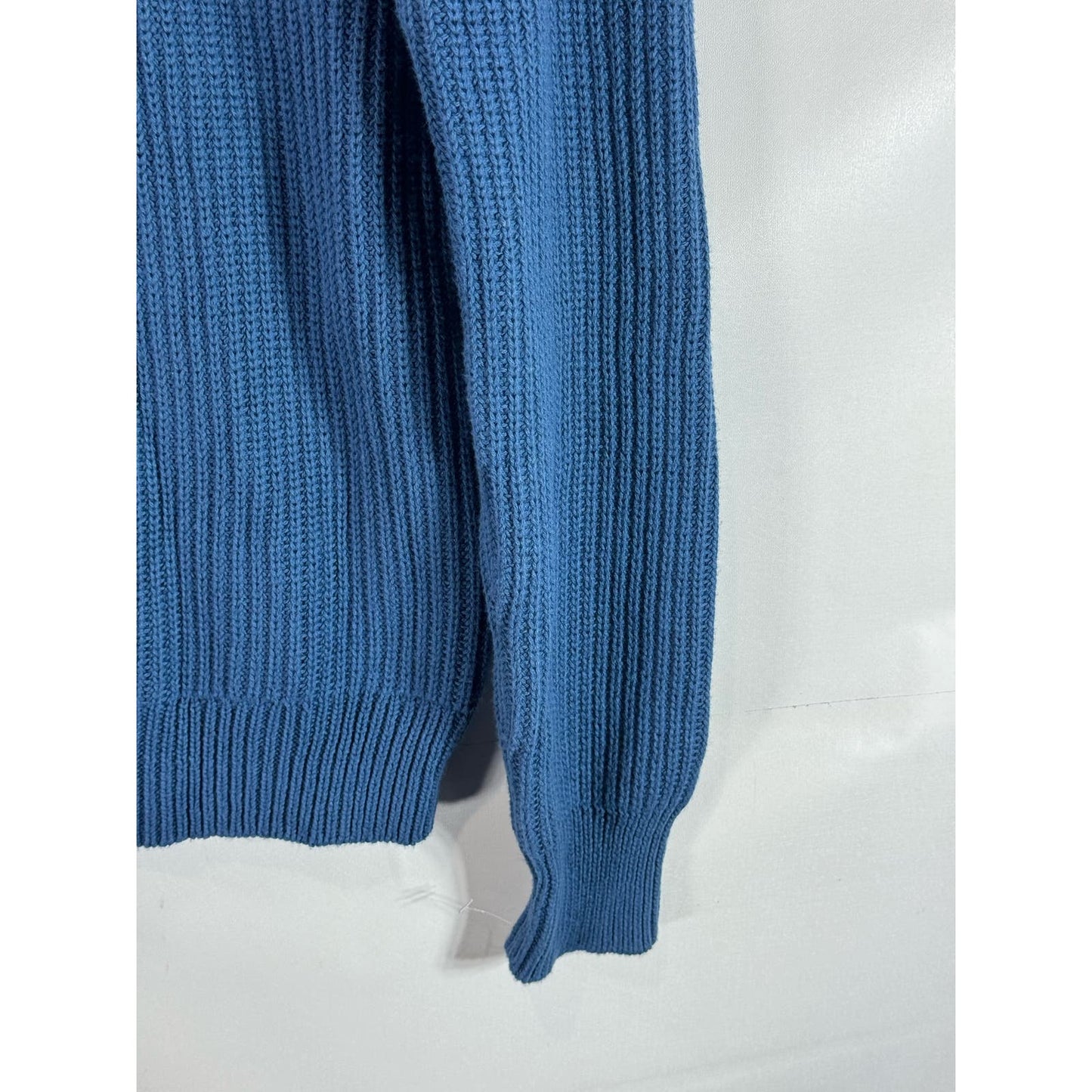 J.CREW Men's Blue Cotton Ribbed Crewneck Knit Pullover Sweater SZ M