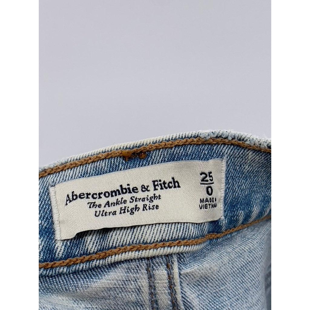 ABERCROMBIE & FITCH Women's Blue Ultra High Rise The Ankle Straight Jeans SZ25/0