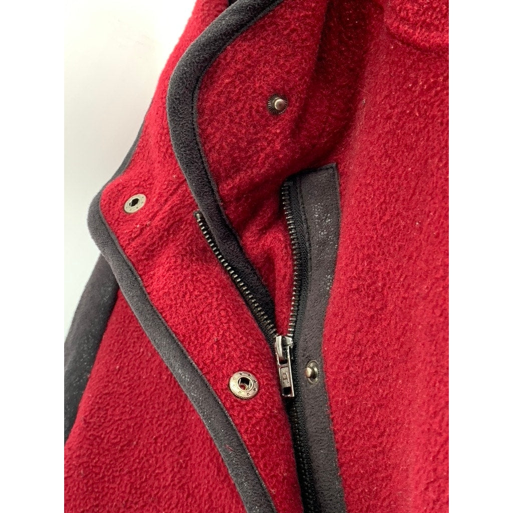 ASOS Women's Red-Black Fleece Button-Down Jacket SZ 6