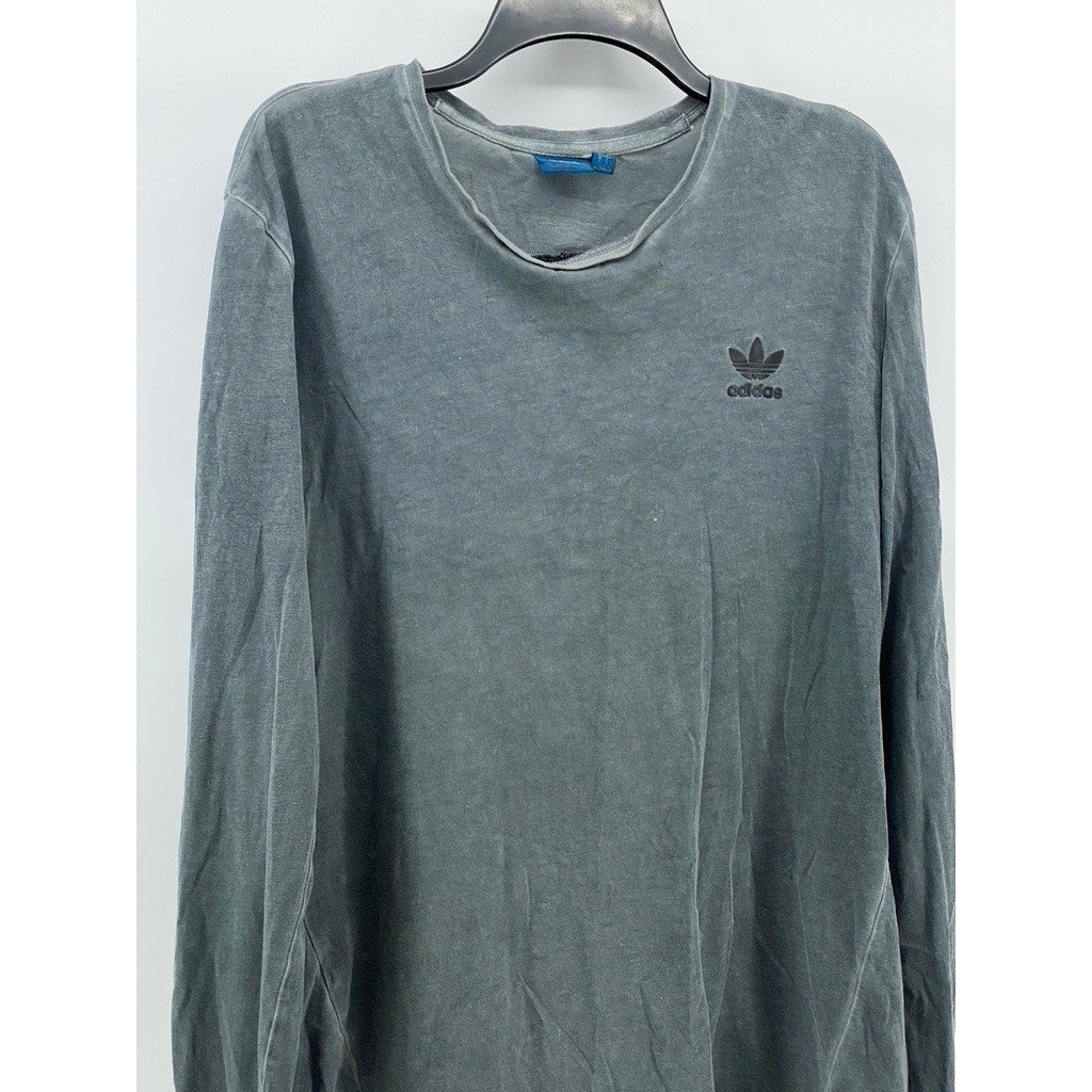 ADIDAS Men’s Dark Gray Mineral Wash Crewneck ST Mod Long Sleeve T-Shirt SZ L