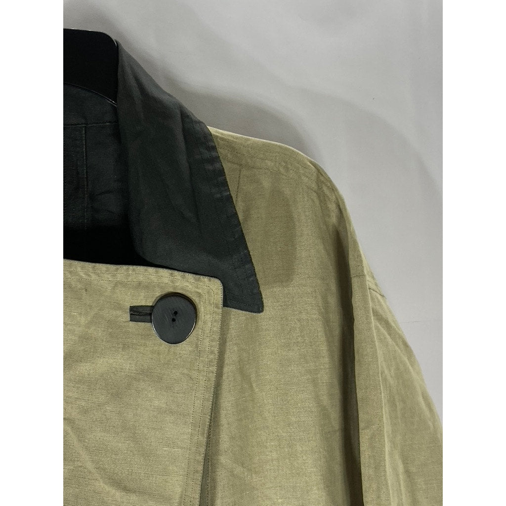 DANA BUCHMAN Women's Vintage Tan-Black Linen-Blend Asymmetrical Coat SZ 8