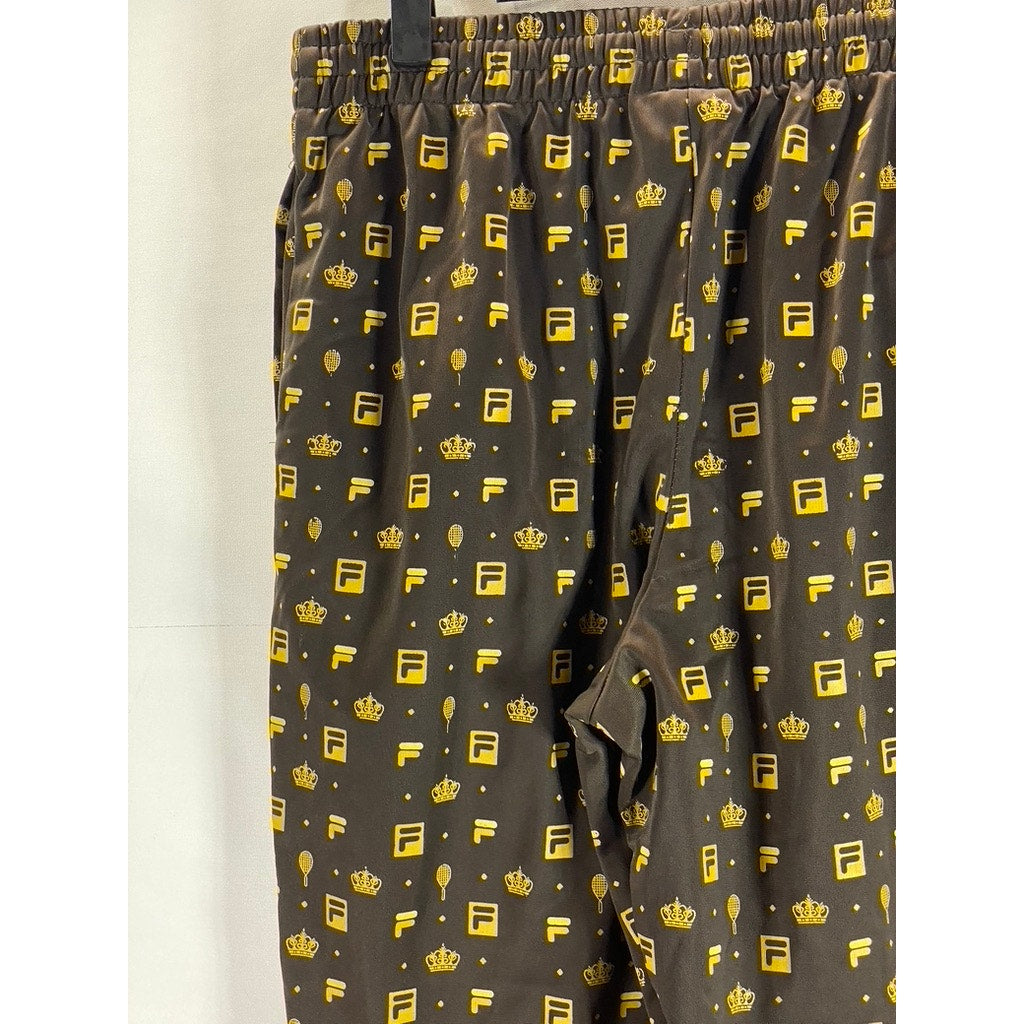 FILA For Urban Outfitters Men's Brown/Gold Monogram Zipper-Cuff Track Pants SZ S