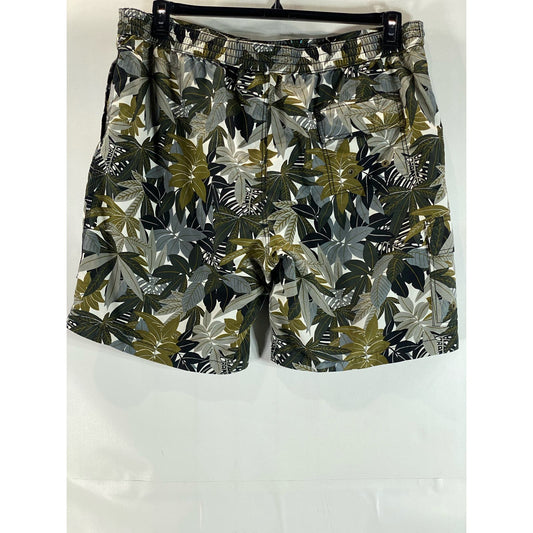 TOMMY BAHAMA Men's Green Leaf Print Drawstring Pull-On Swim Shorts SZ 2XL