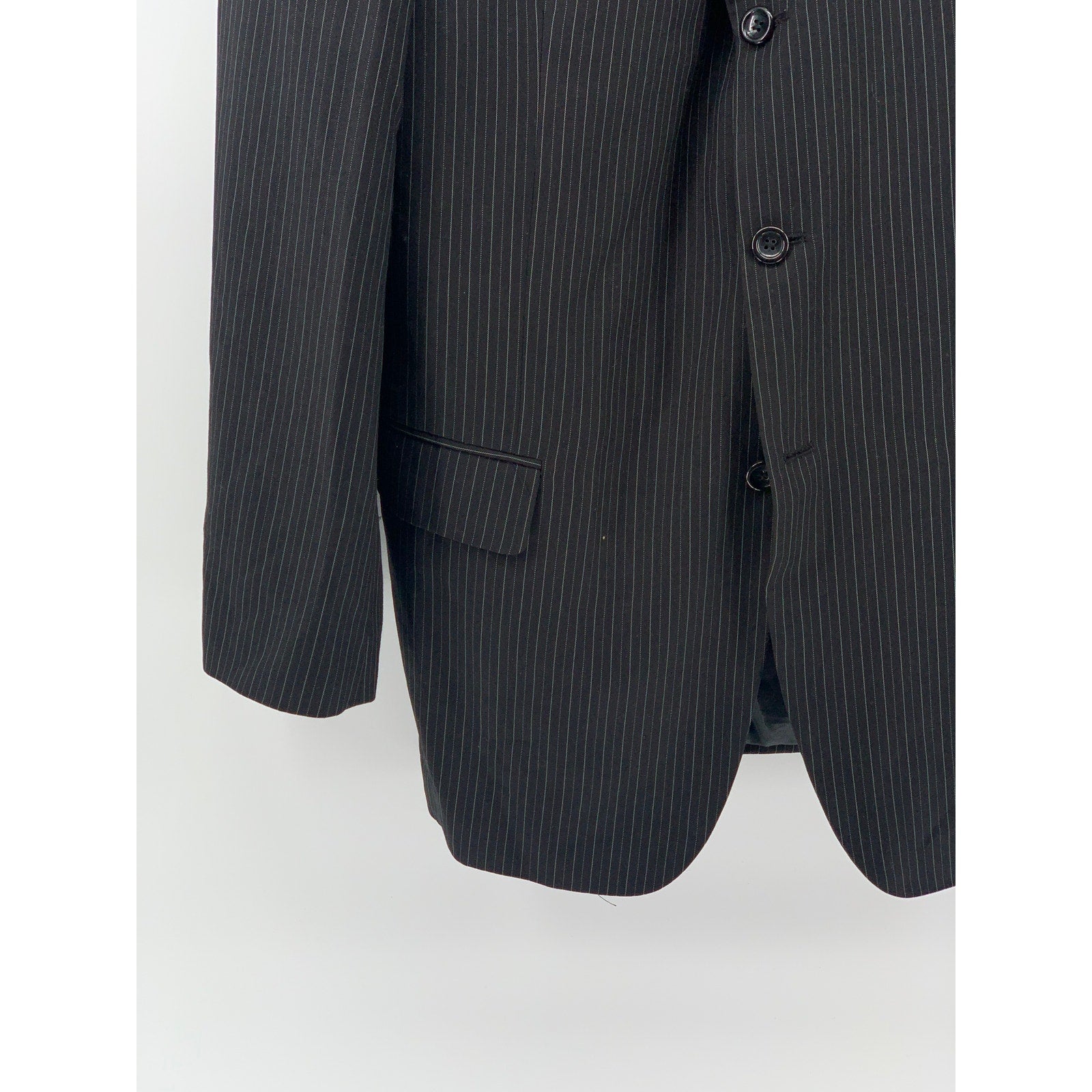 PAOLO GIARDINI Men's Black Pinstripe 3-Button Notch Collar Blazer SZ 40R