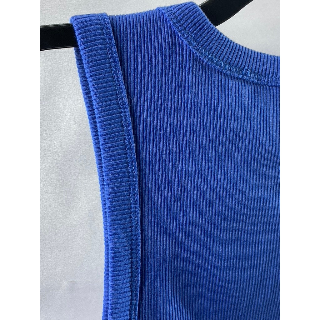 EVERLANE Women's Dark Blue Crewneck Ribbed Cutout Tank Top SZ XS