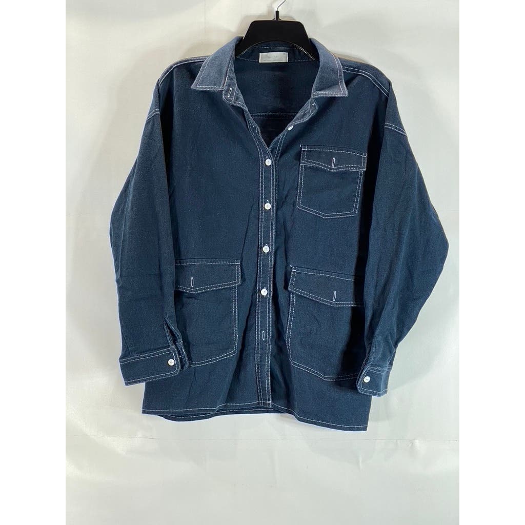 OAK + FORT Men's Blue Denim Button-Up Long Sleeve Shirt SZ M